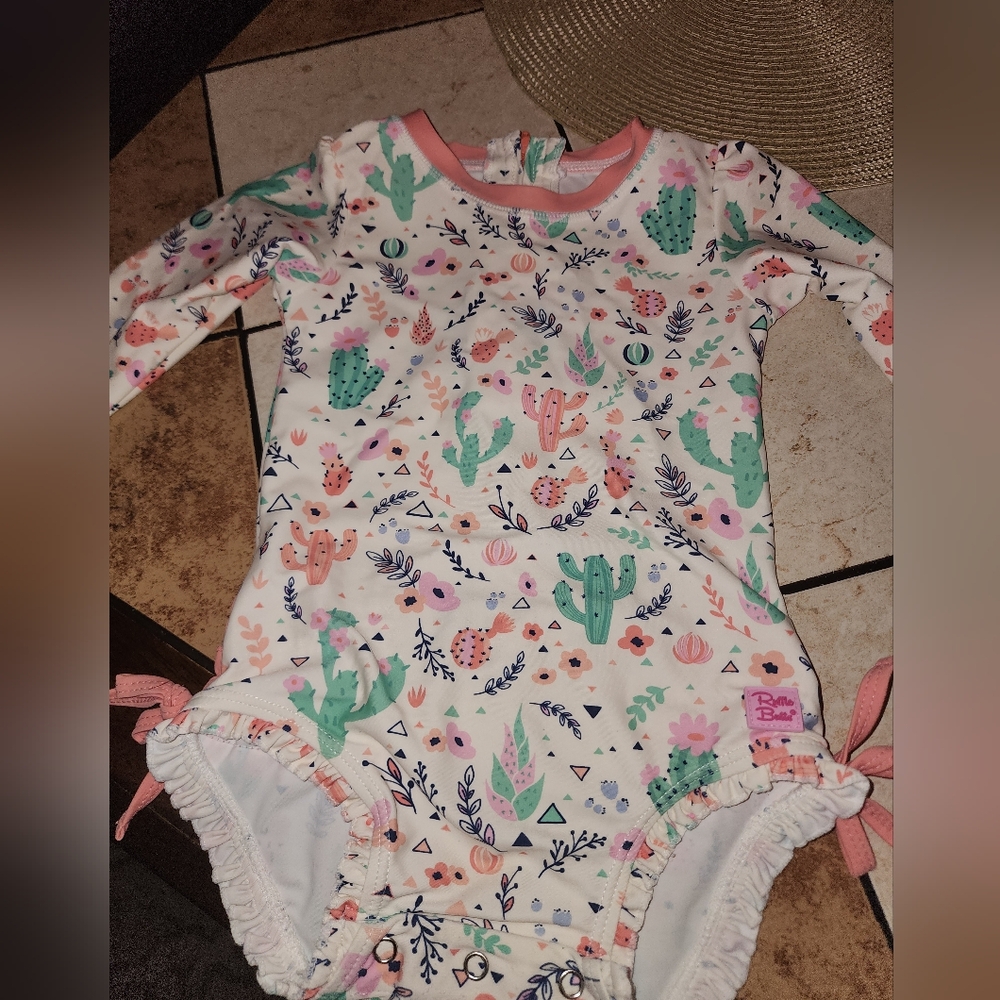 Ruffle Butts Swimsuit Size 18-24M One Piece Rashguard Desert Blooms Cactus